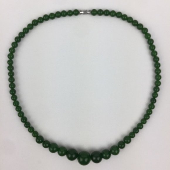 18 inch Green Jade Gradual Bead Necklace Classical - Picture 1 of 8